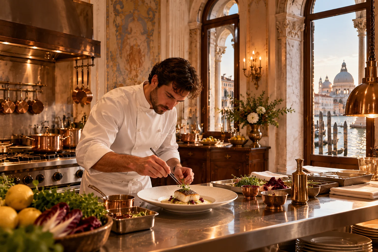 Seasonal plates at the Riva kitchen pass