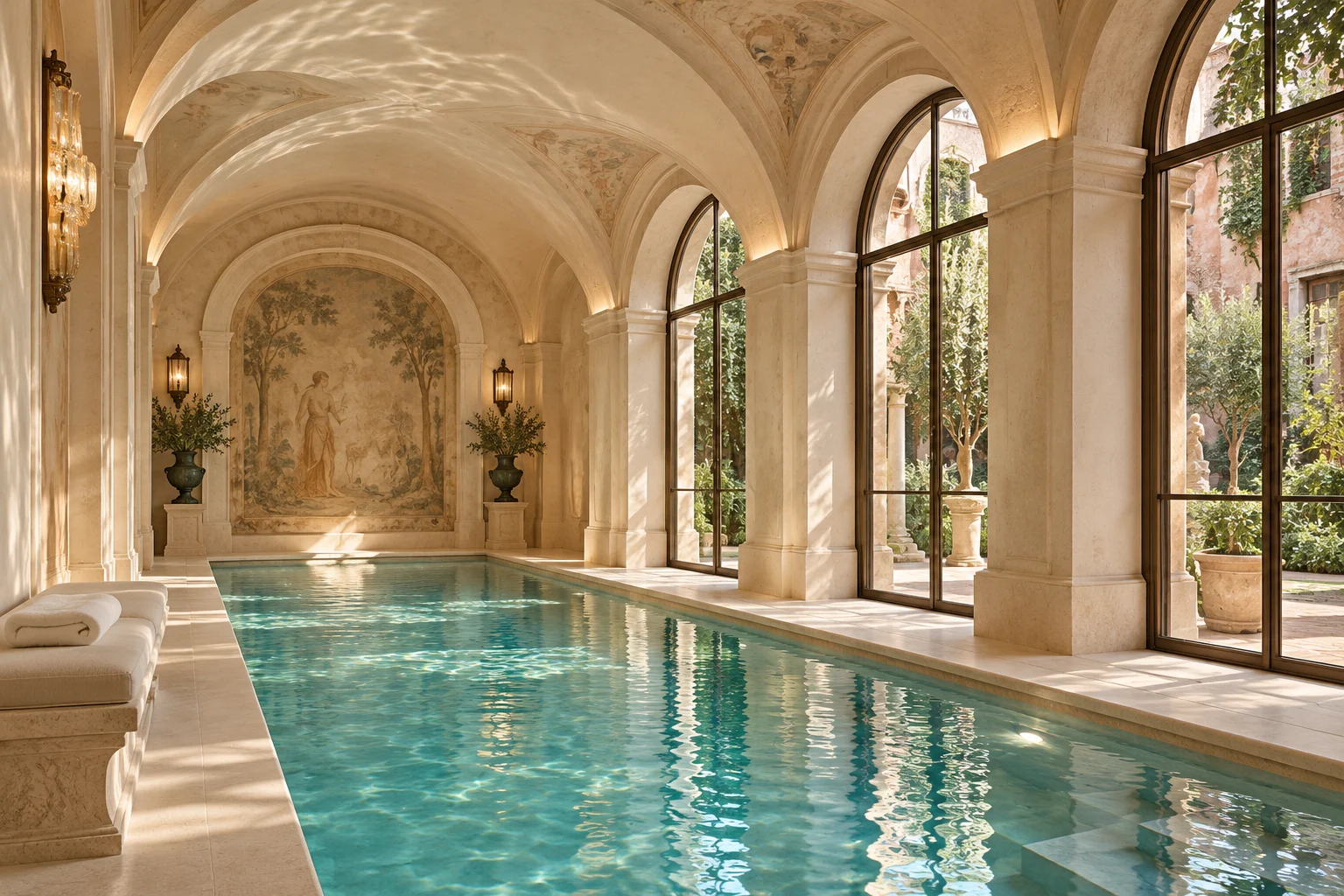 The warm thermal pool in soft daylight