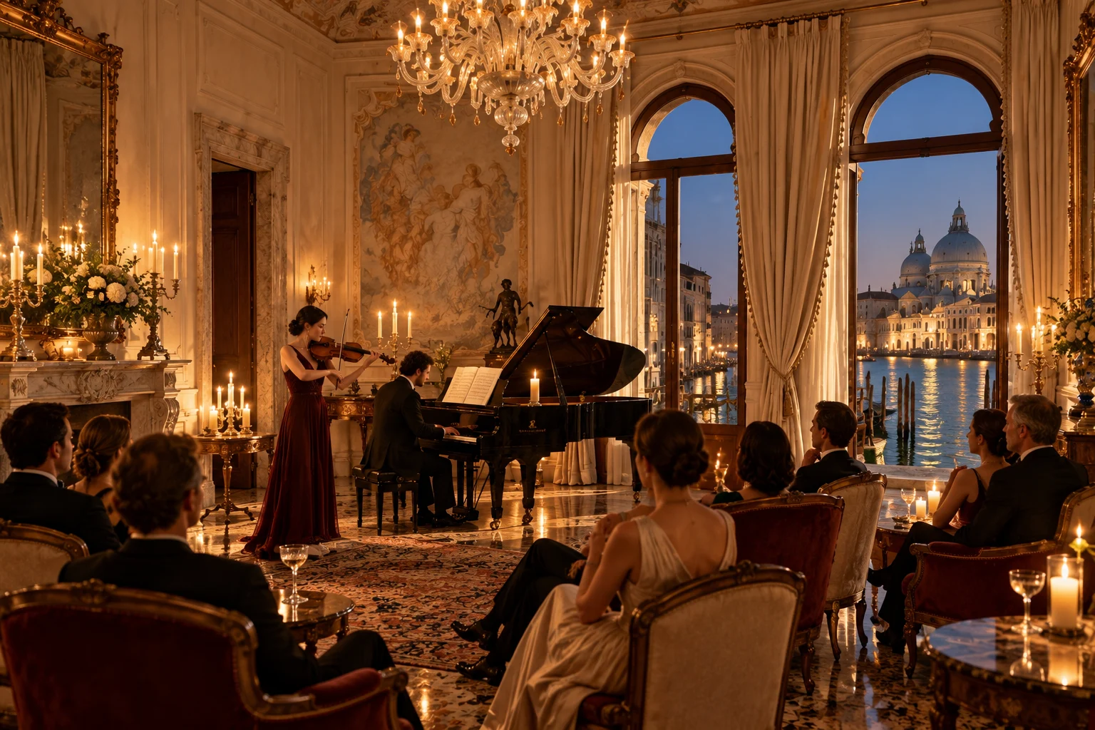 A private string recital in the grand salon